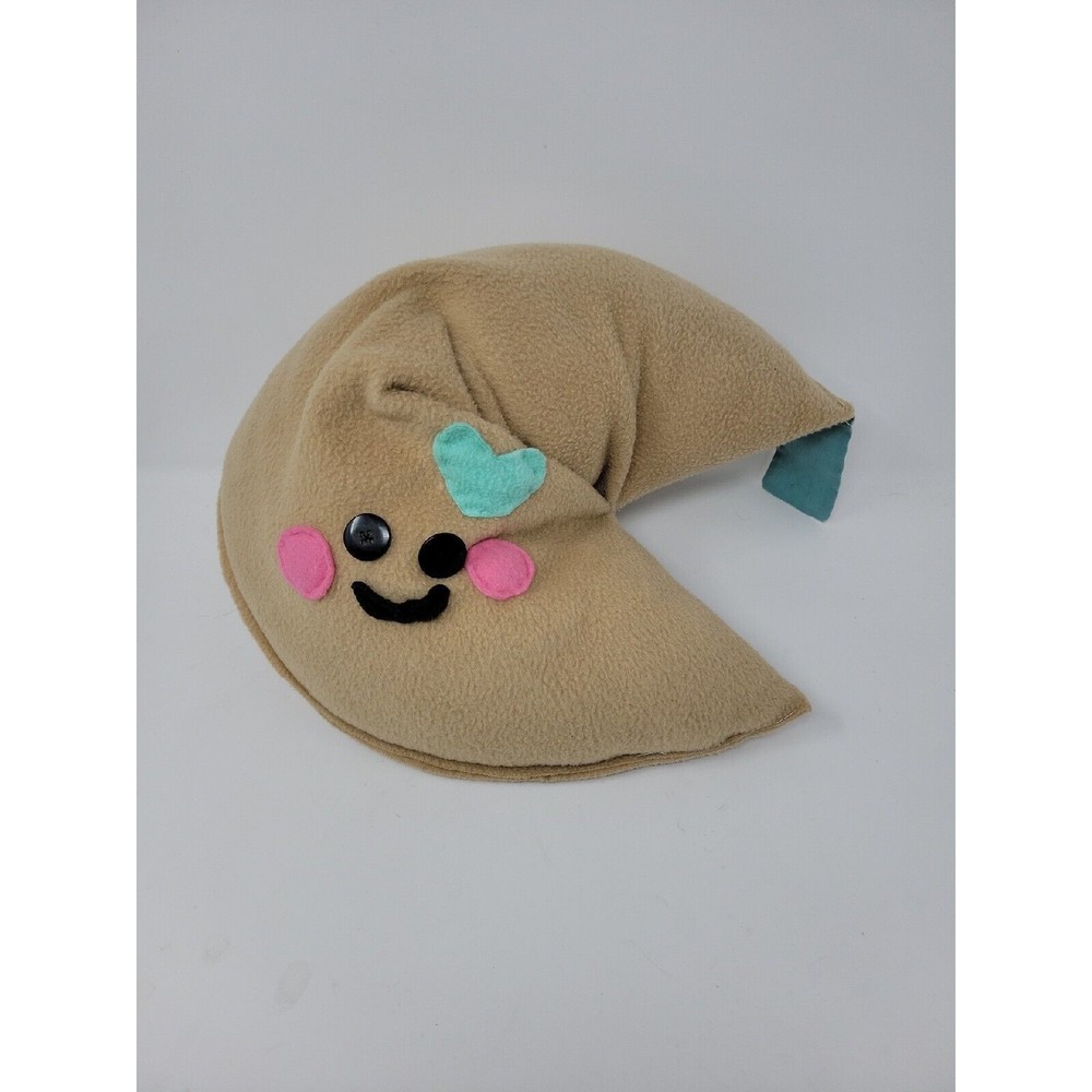 Fortune Cookie Plush w/Button Eyes + Blue Heart 12" Happy New Year